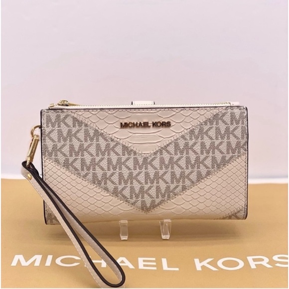MICHAEL KORS LG
DOUBLE ZIP
WRISTLET
WALLET PHONE
HOLDER LIGHT
CREAM MULTI - Picture 4 of 12